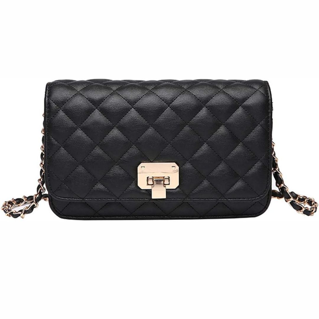 Haksim Black Leather Quilted Bag