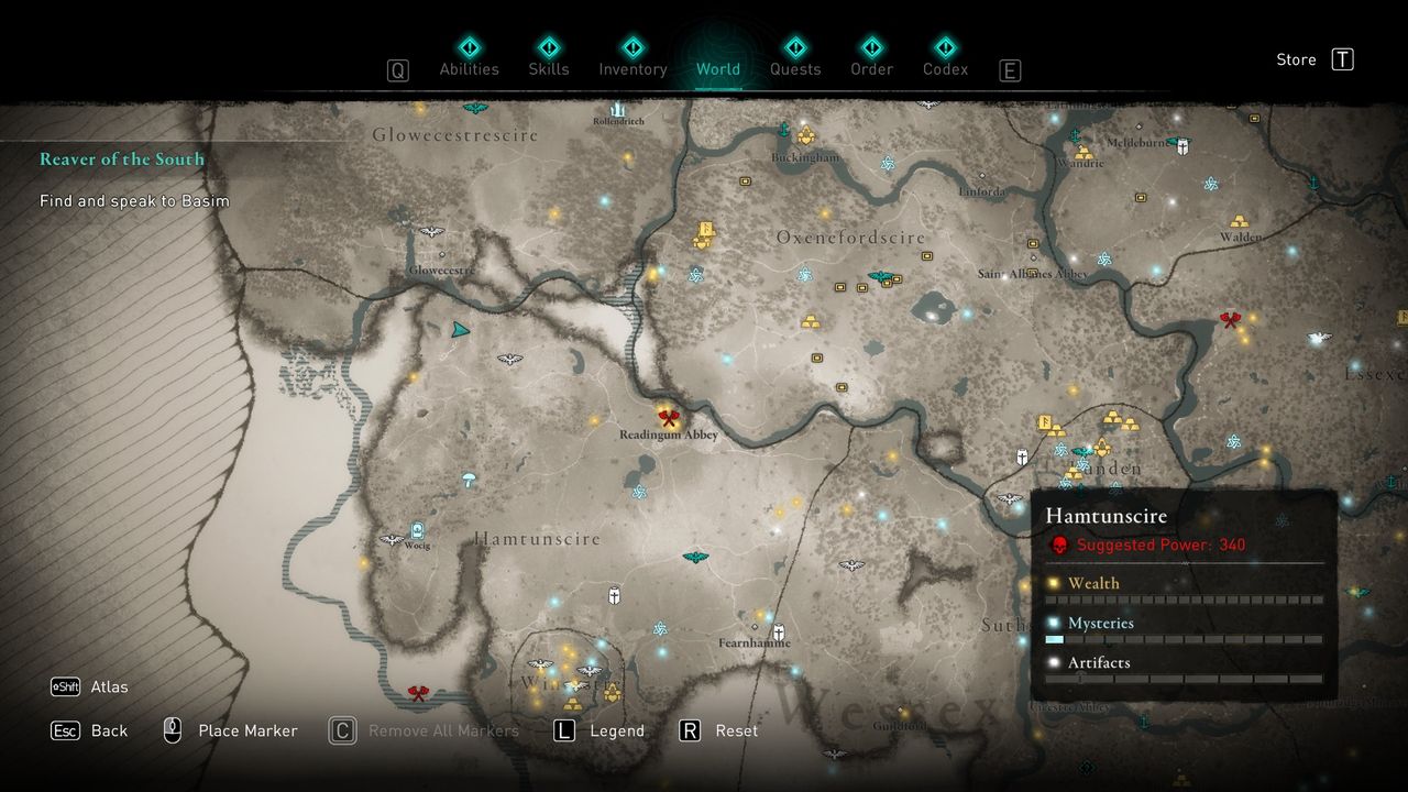 AC valhalla wincestre seminary treasure hoard map location