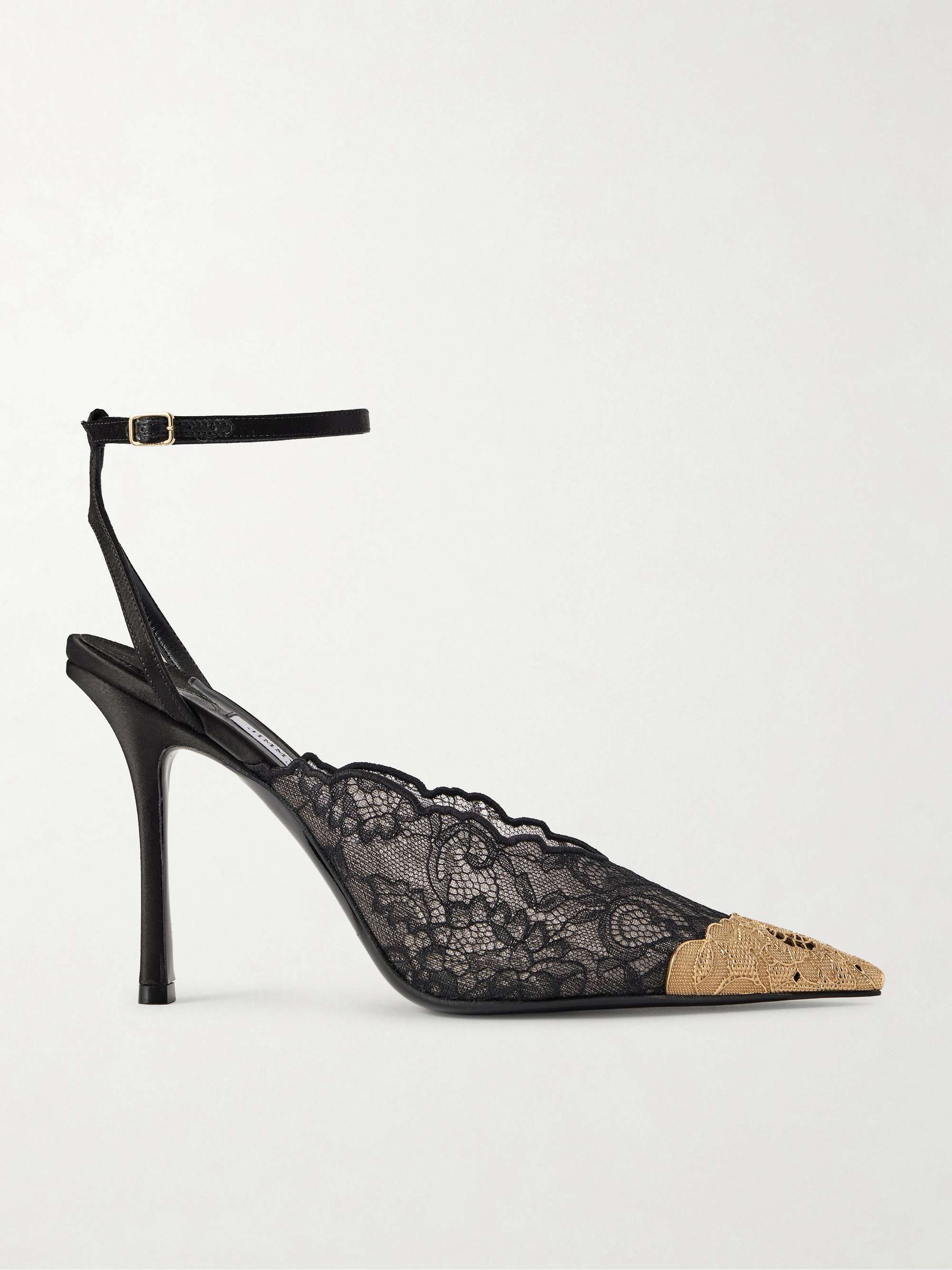 Faiz 100 Embellished Satin-Trimmed Lace Pumps