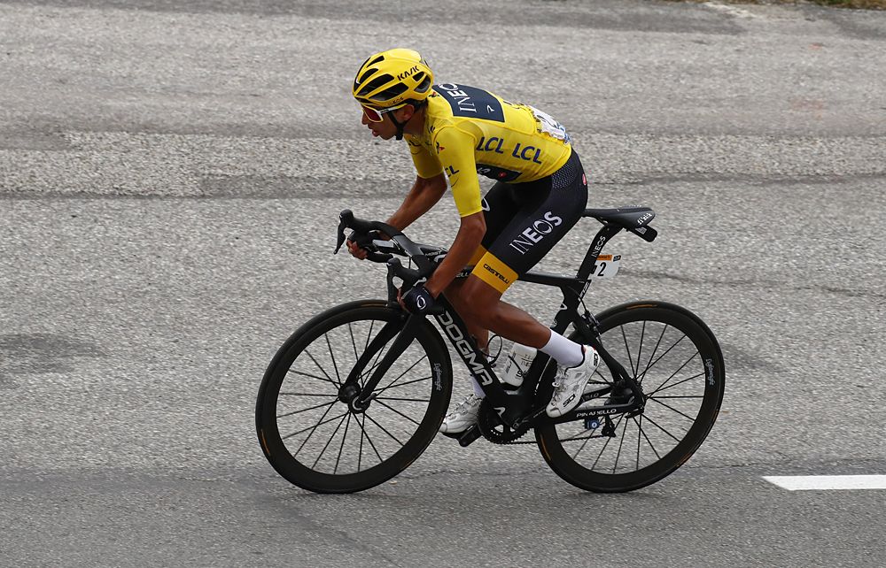 Egan Bernal (Team Ineos) racing stage 20 at the Tour de France