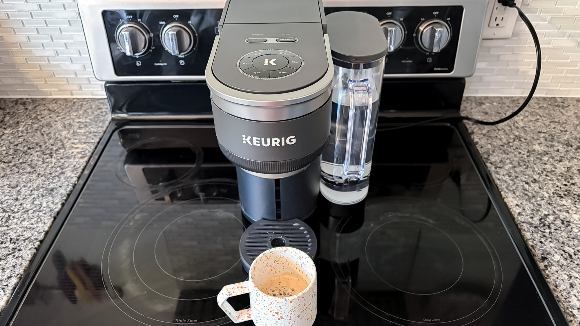 Keurig K-Crema coffee maker on a kitchen counter