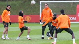 Manchester United trains before its Jan. 9 FA Cup match against Watford.