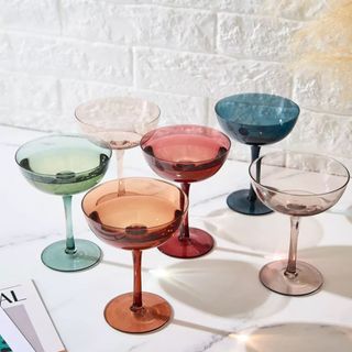 The Wine Savant Muted Colored Champagne & Cocktail Glasses (6 pack)