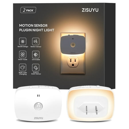 Zisuyu 2-Pack Sleep Glow Backlit Motion Detectors Led Night Lights