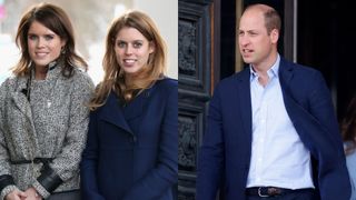 Princess Eugenie and Princess Beatrice's relationship with Prince William revealed, seen here side-by-side at different events