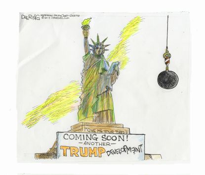 Political Cartoon U.S. Trump Statue of Liberty demolition&nbsp;