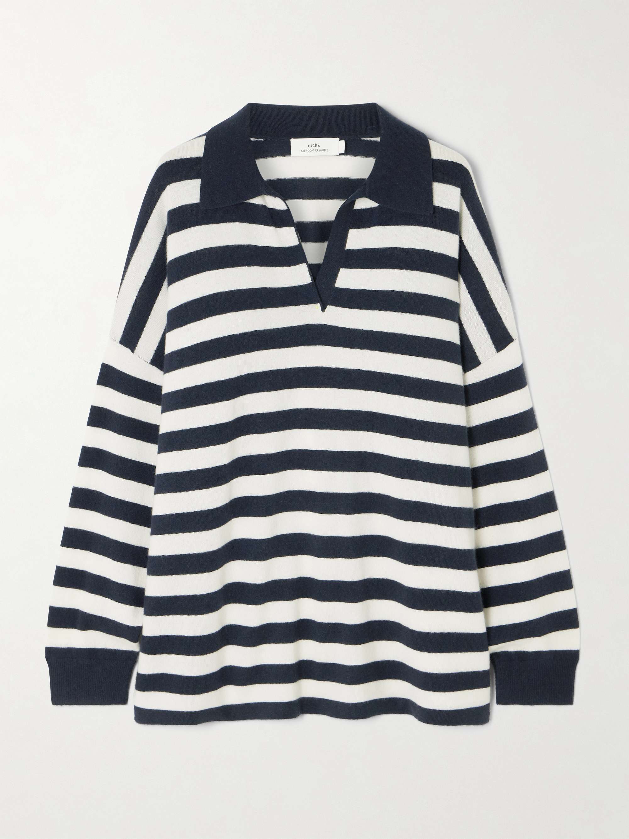 Victoria Oversized Striped Cashmere Polo Sweater