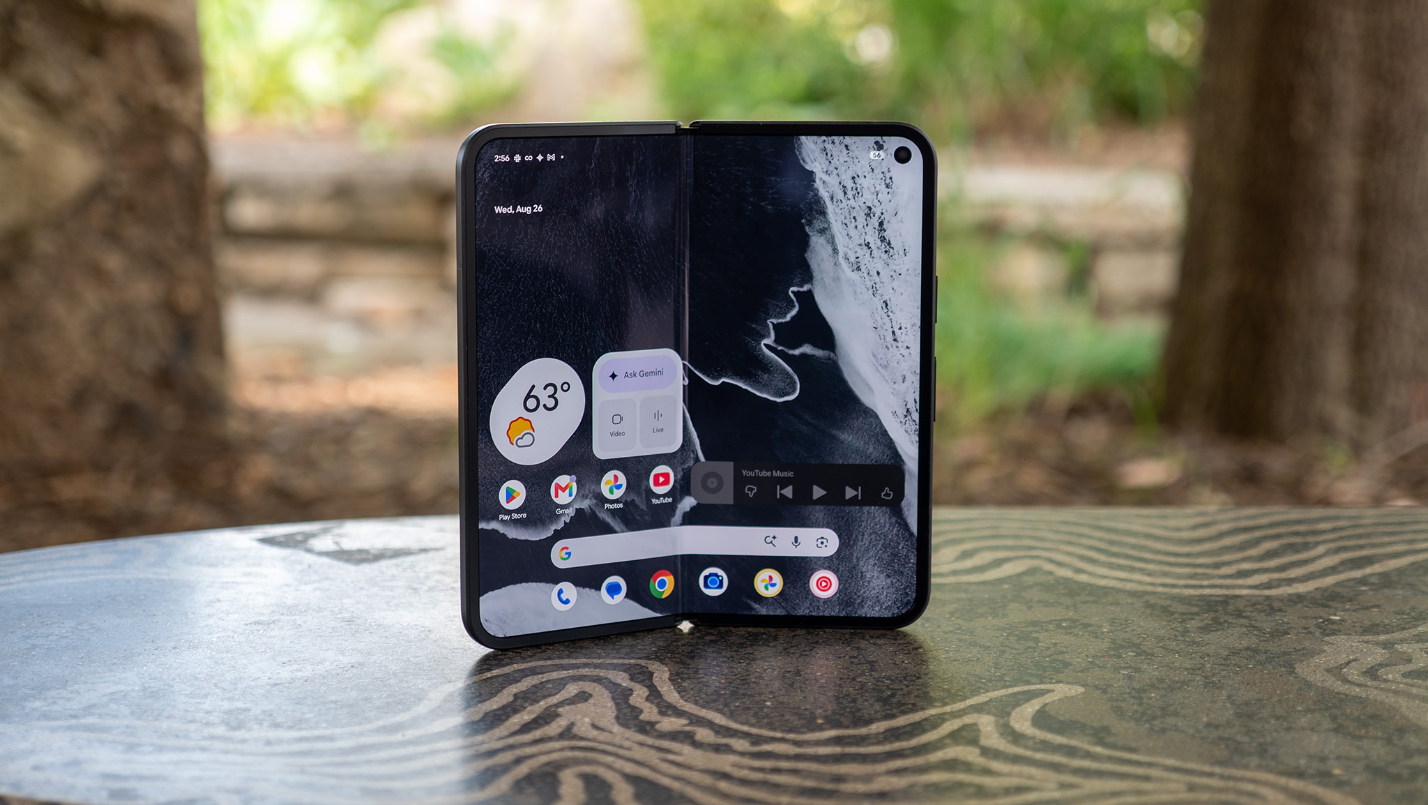The home screen on an unfolded Google Pixel 11 Pro Fold