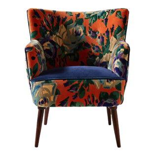 Floral printed velvet accent chair.