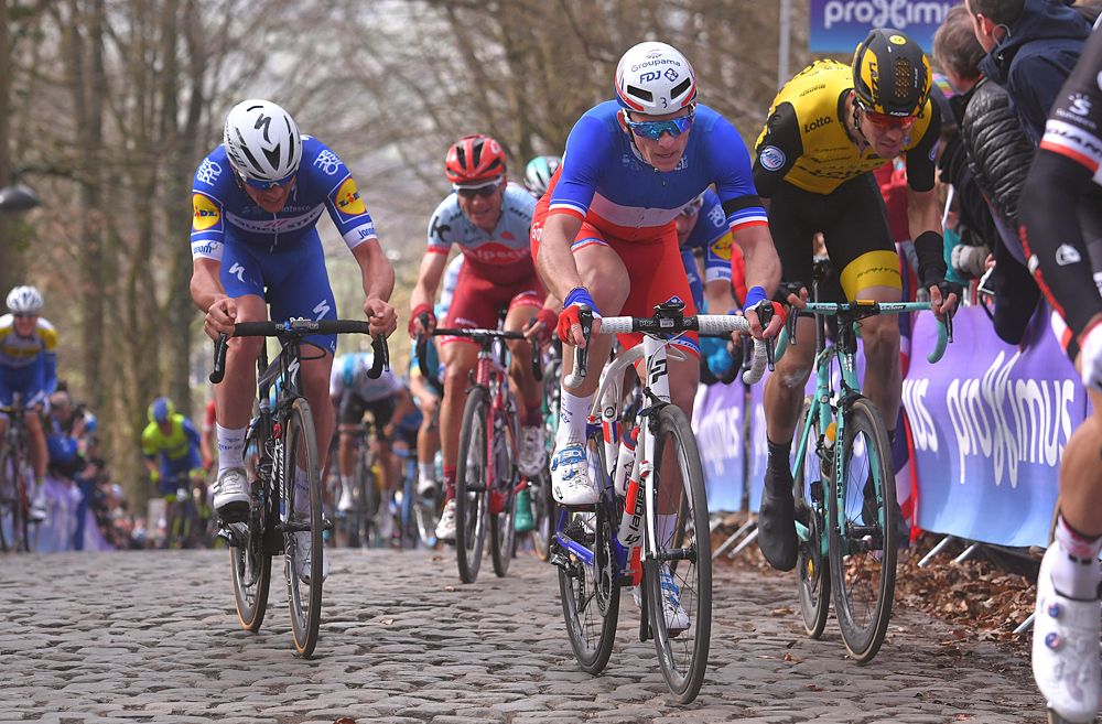 Arnaud Demare on the cobbles at Gent-Wevelgem 2018