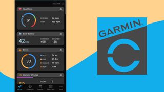 Garmin Connect health app logo and tracking homepage