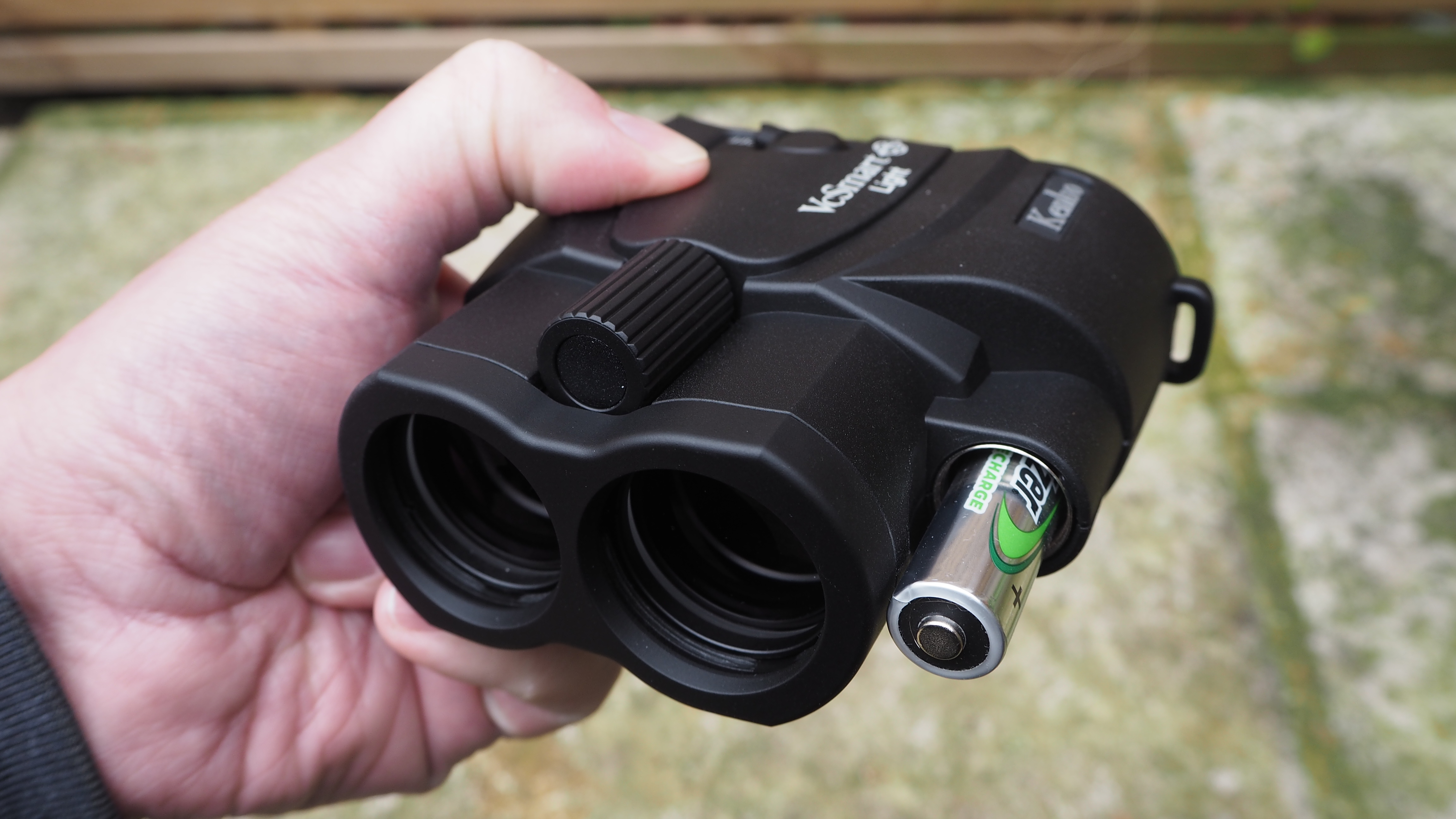 Kenko Vc Smart 14x30 Light binoculars showing battery compartment