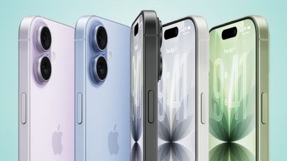 Apple iPhone 17 family – different colours on blue background
