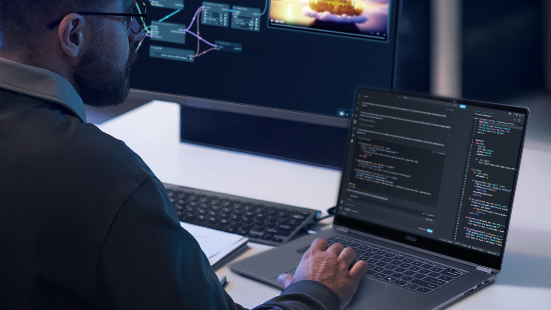 MSI Prestige N16 FLIP AI+ being used for AI local models