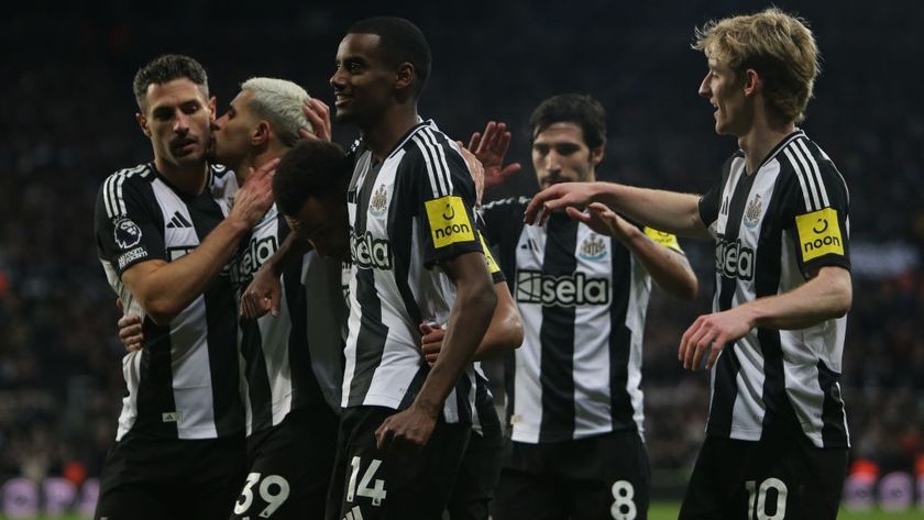 Newcastle United&#039;s Alexander Isak celebrates his goal with teammates during the Premier League match between Newcastle United and Aston Villa at St. James&#039;s Park in Newcastle, United Kingdom, on December 26, 2024.