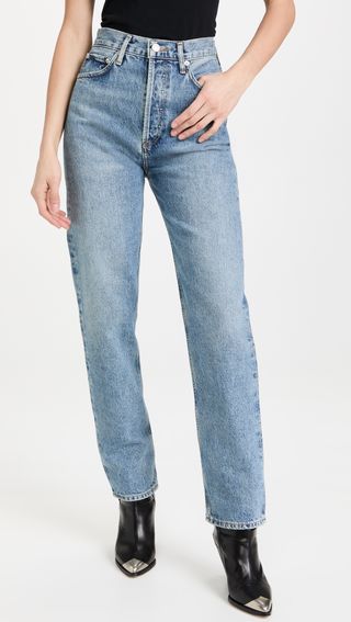 Jeans Lurus Pinggang Tinggi Model Pinch Waist ala 90-an