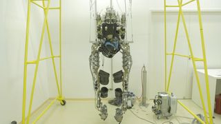 The Walk Again Project exoskeleton, which will be worn by a paralyzed person at the World Cup opening ceremony.