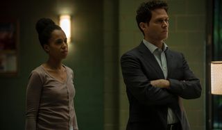 American Son Kerry Washington and Steven Pasquale wait for news in the police station
