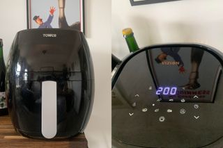 A collage of photos of the Tower T17072 7L Digital Vortx Vizion Air Fryer