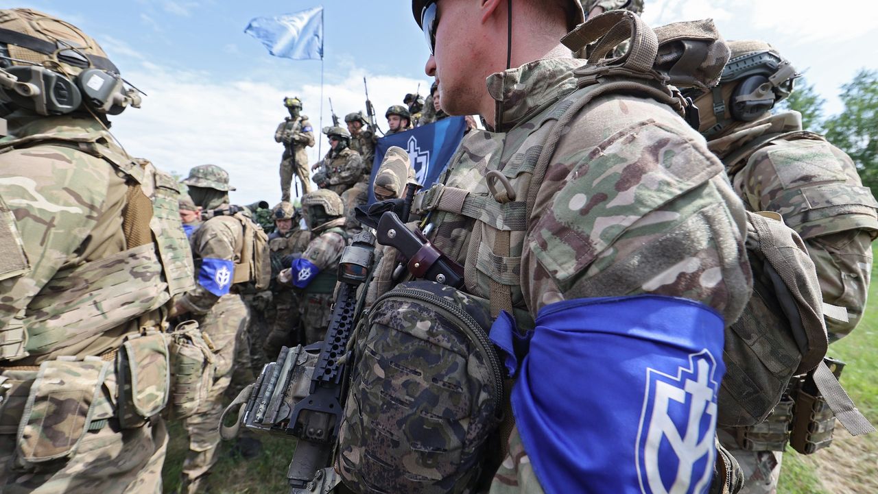 Members of the Russian Volunteer Corps near the border in northern Ukraine, 24 May 2023