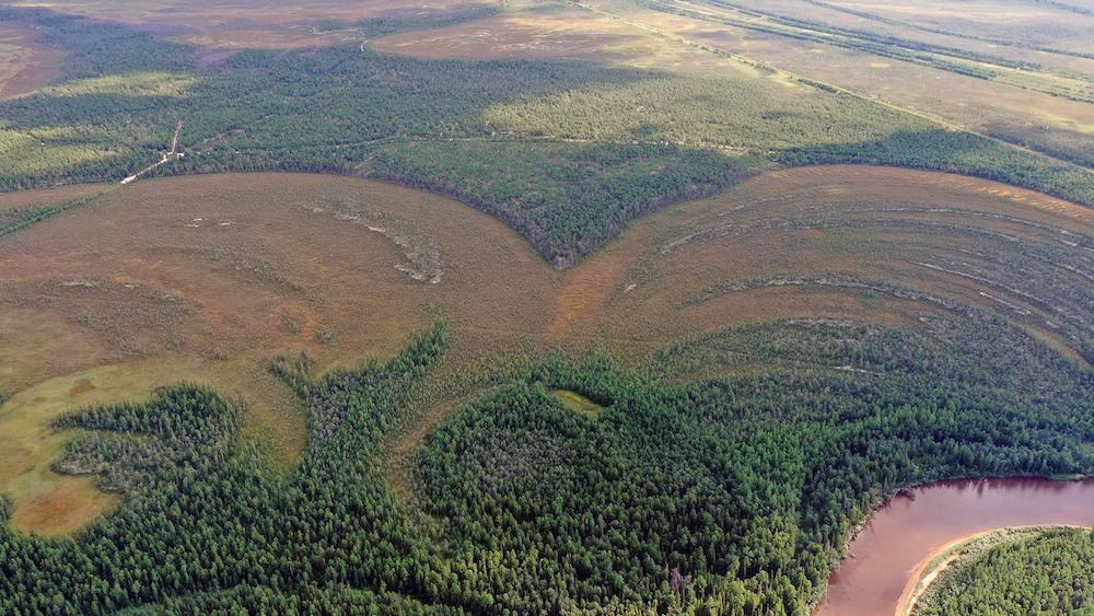 An aerial view of the remnants of a fort in Siberia. 