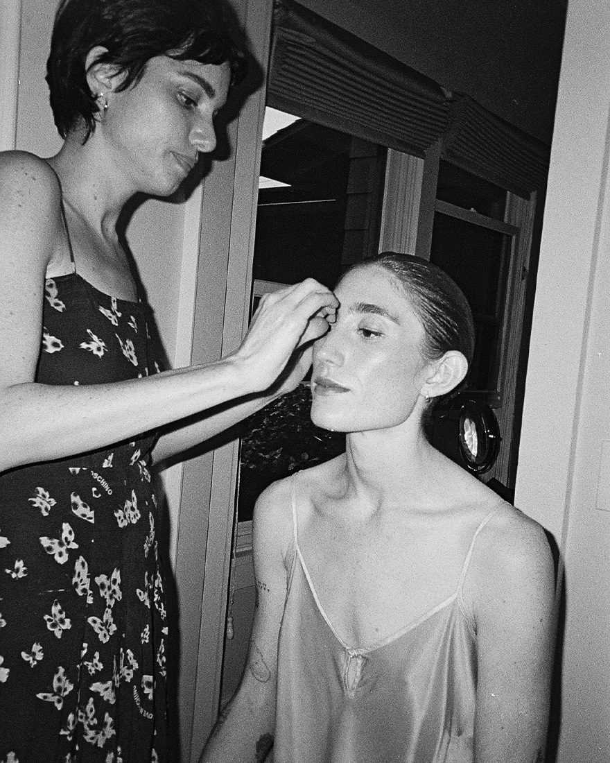 Sophia getting her makeup done.