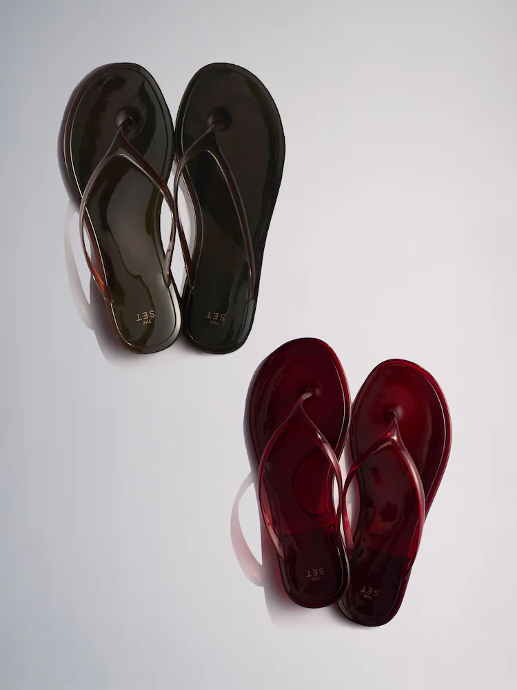 The Set, 2 Pack Jelly Flip Flops Brown and Red