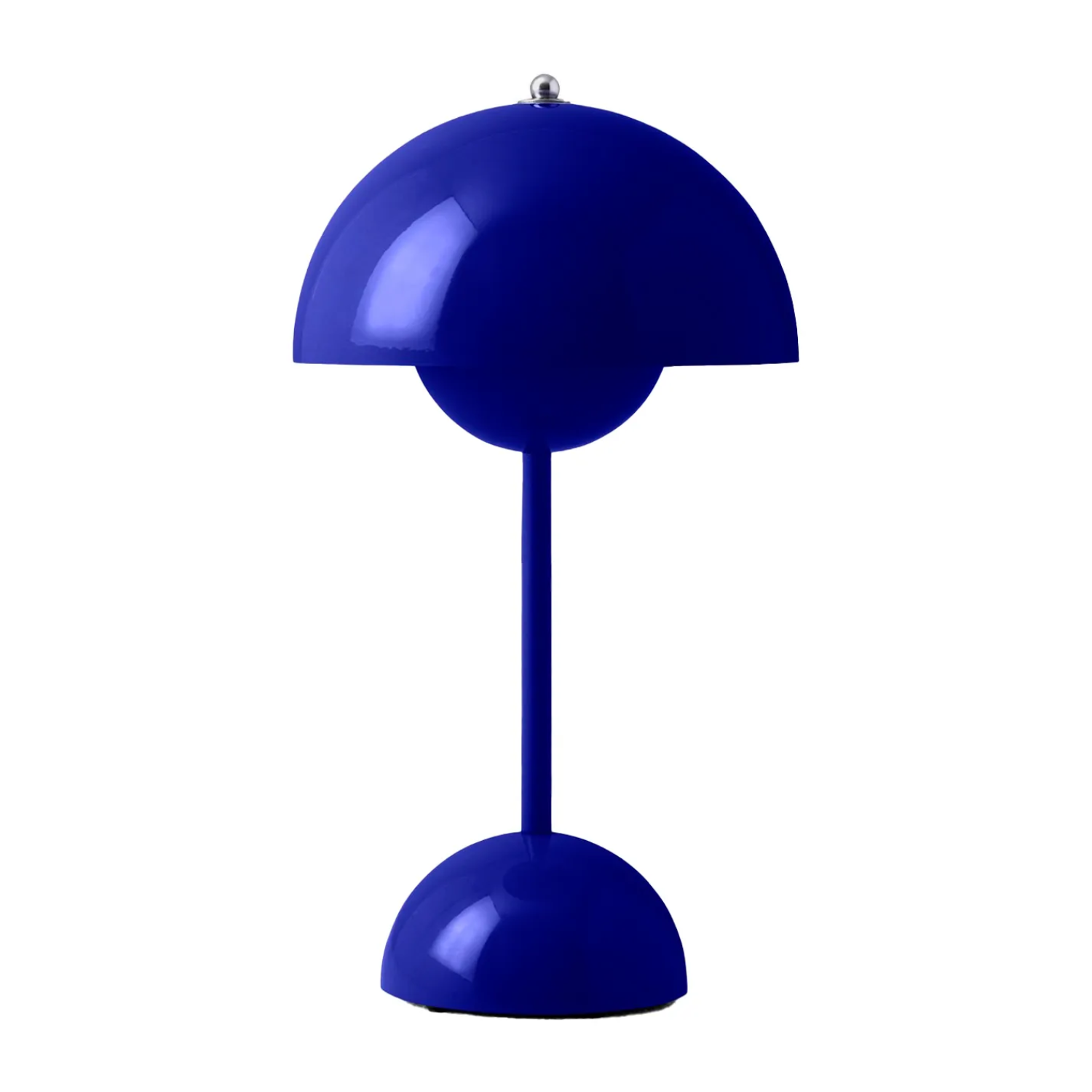A cobalt blue flowerpot lamp