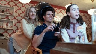 Robbie Amell, Allegra Edwards and Chloe Coleman in Upload season 2