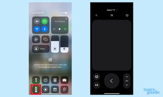 Apple TV remote app on iPhone via Command Center