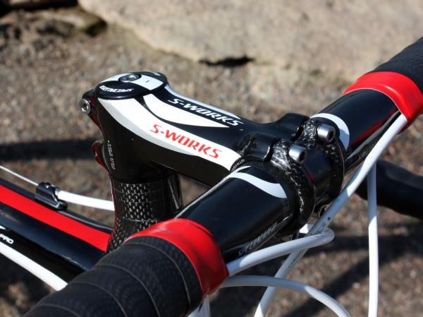 The Specialized S-Works Pro-Set stem is easily adjustable for angle to help fine-tune the fit
