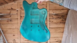 Guitar body with first coat of colour