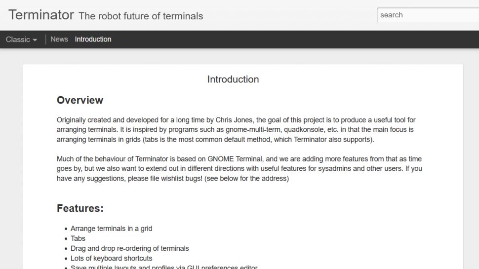 Terminator website screenshot (December 2025).