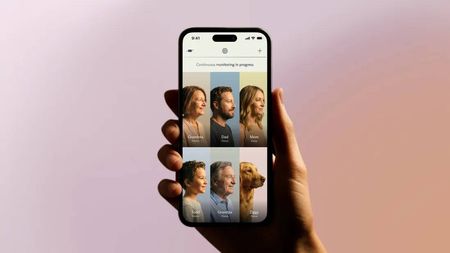 A smartphone showing different family profiles in the Luffu app