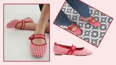 a montage of gingham shoe images 