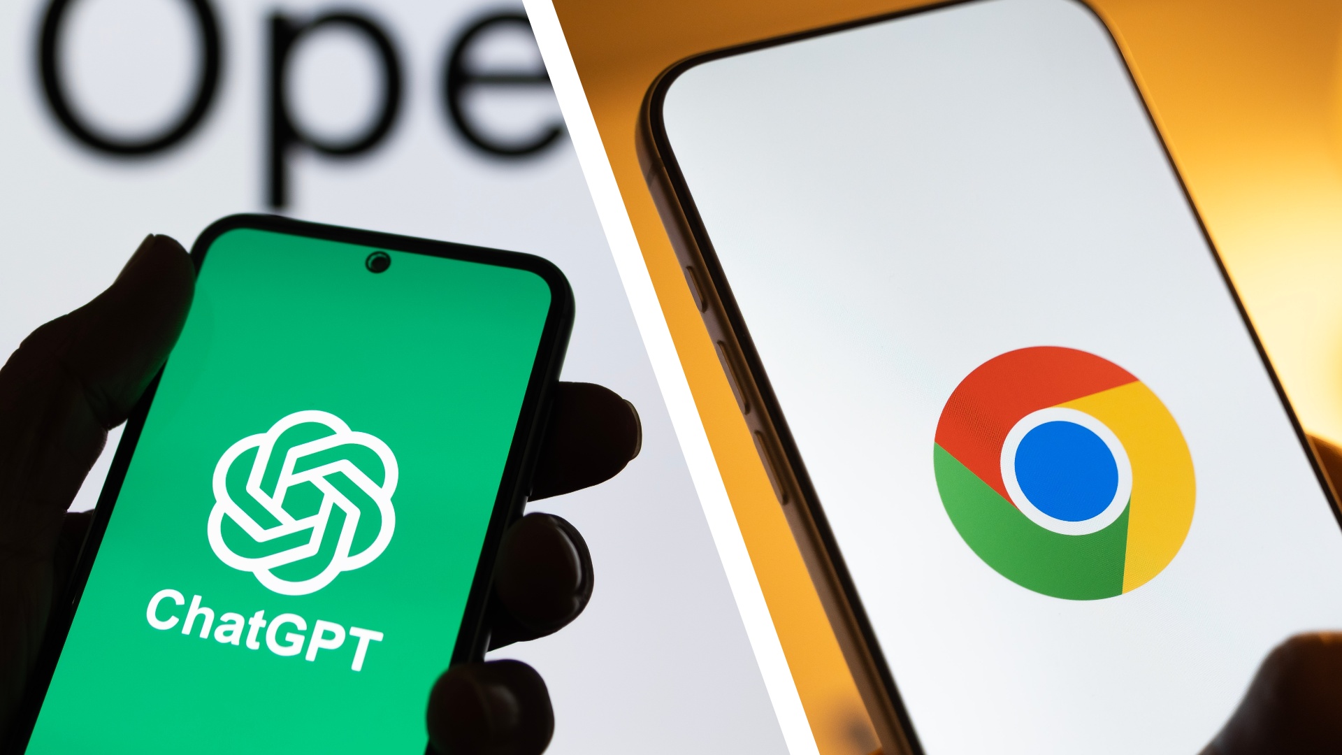 ChatGPT and Chome logos on smartphones