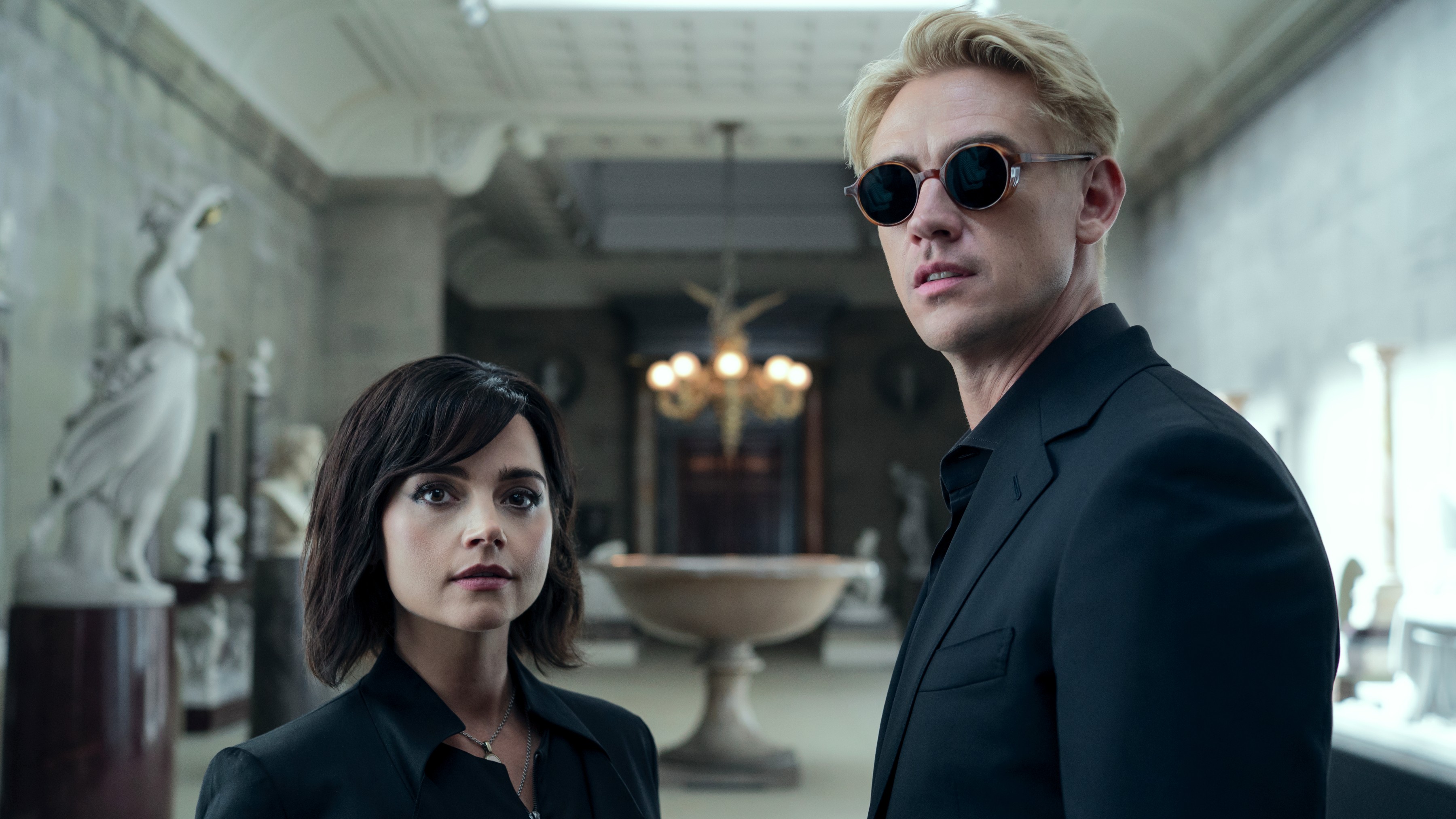 (L to R) Jenna Coleman as Lady Johanna, Boyd Holbrook as Corinthian in episode 2011 of &quot;The Sandman.&quot;
