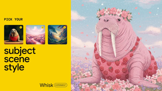 A promotional image for Google Whisk, an experimental AI image generator