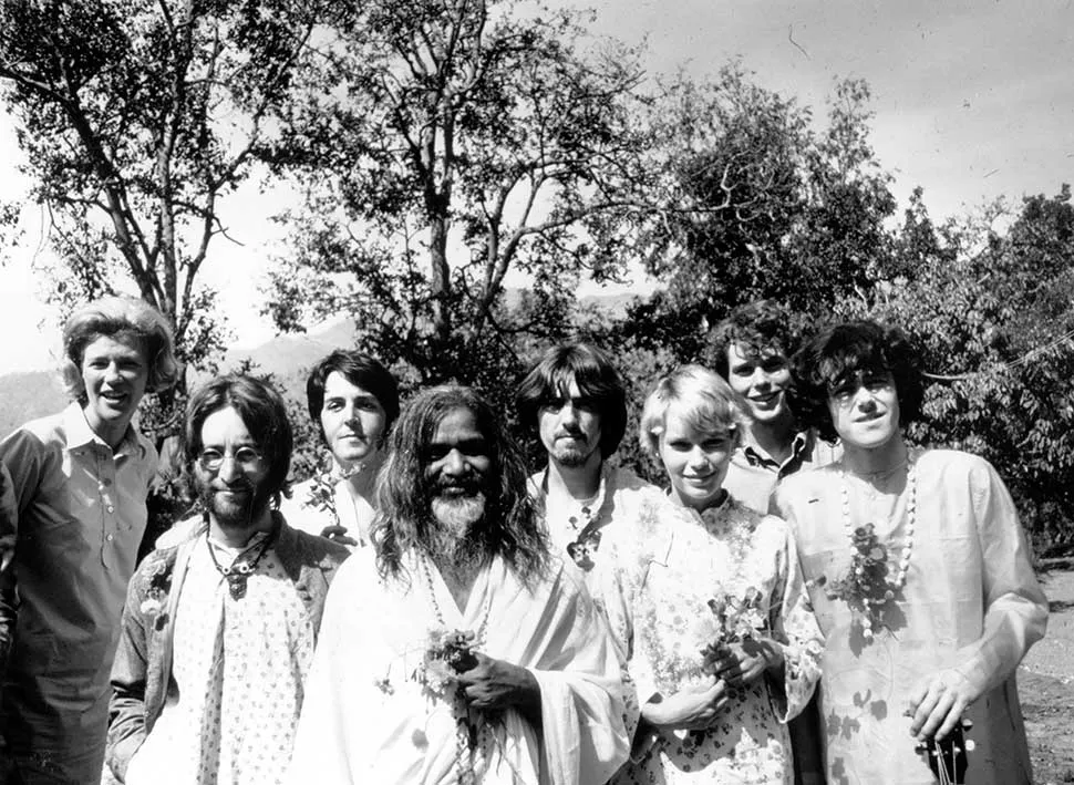 The Beatles and friends in India including Maharishi Mahesh Yogi