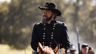 Tom Hanks' Civil War Captain on a horse in 1883