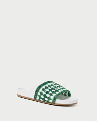 Henri Green/white Crochet Raffia Sandal