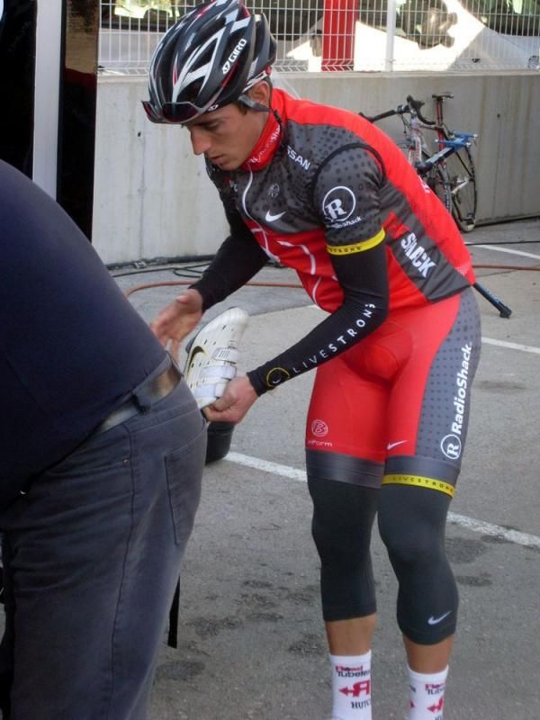 A rider pulls out the Nike branded shoes as he prepares for the training ride.