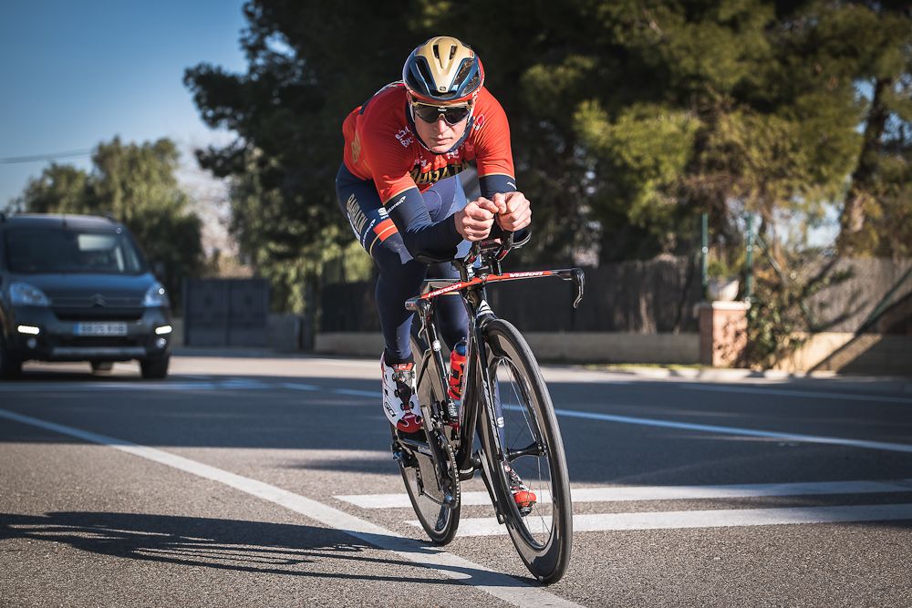Riders broke in new bikes at the Bahrain-Merida camp in Catalunya