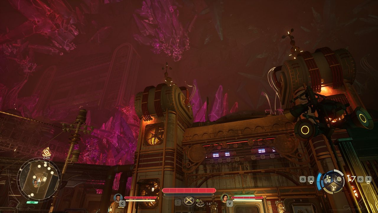 Underground facility under purple crystals in The Outer Worlds 2