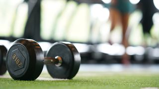 Dumbbell on gym floor