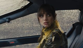 Joi hologram with pixelated cheek from Blade Runner 2049