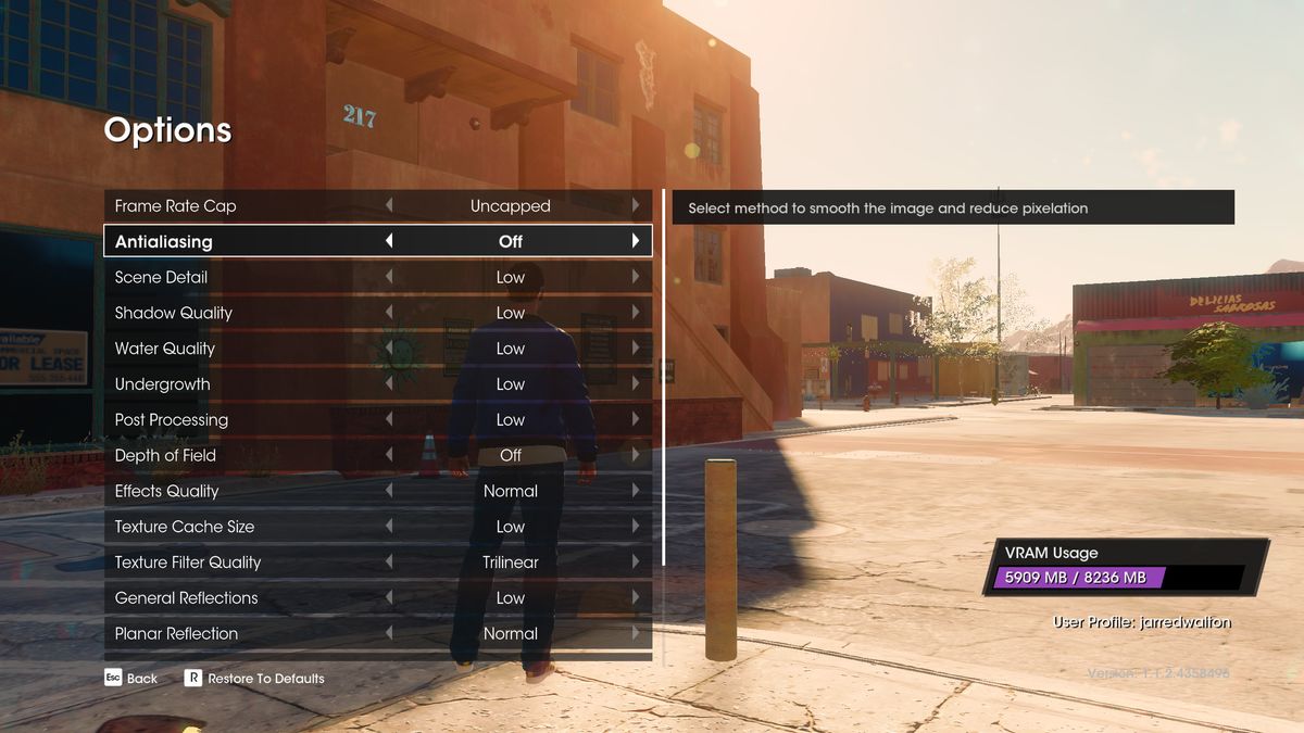 Saints Row 2022 settings screens
