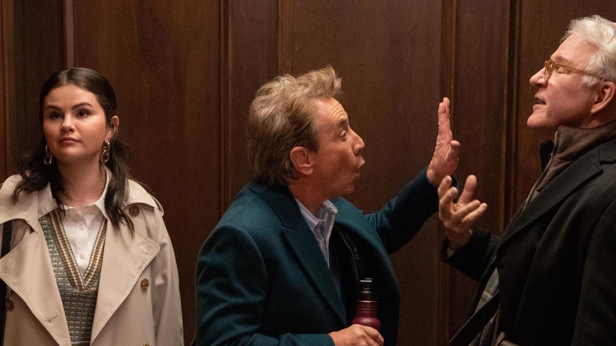 Selena Gomez, Martin Short and Steve Martin in Only Murders in the Building season 3