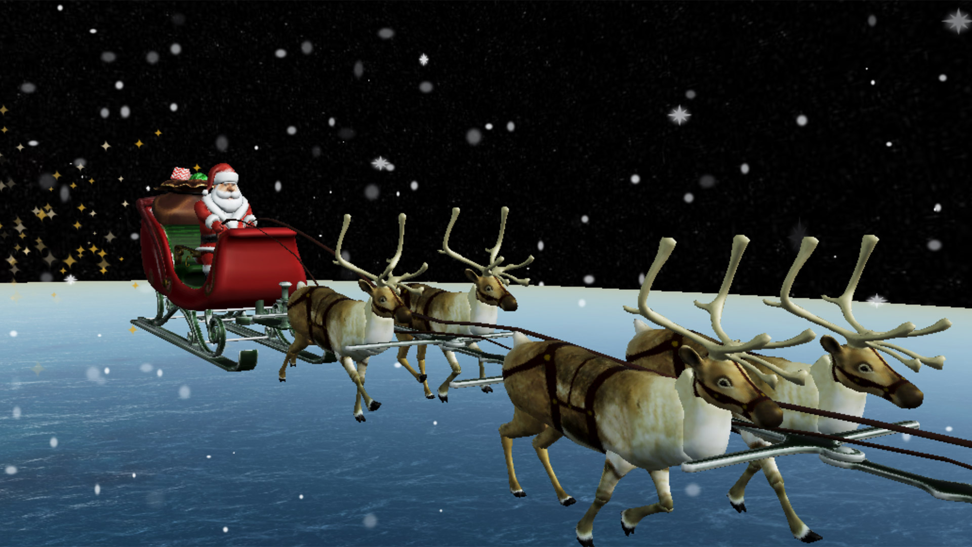 Скриншот Санты и оленей из NORAD Santa Tracker