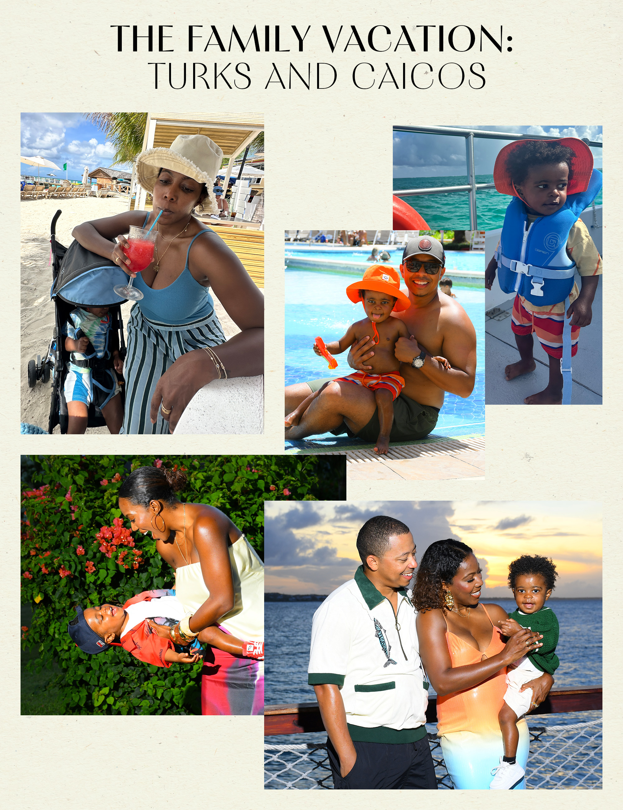 Collage of Tiffany Reid traveling with her partner and baby.